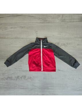 Nike Toddler Track Jacket Zip Up Red/Gray Size 2T Long Sleeve Full Zip High Neck